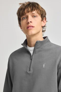 Polo Club Sweat-Shirts*Sweat-shirt gris à fermeture éclair partielle et broderie Rigby Go Asphalte