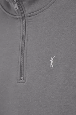 Polo Club Sweat-Shirts*Sweat-shirt gris à fermeture éclair partielle et broderie Rigby Go Asphalte