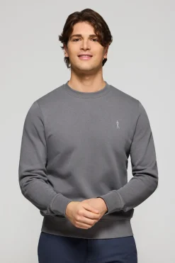 Polo Club Sweat-Shirts*Sweat-shirt gris détente à col ras du cou avec logo Rigby caoutchouté Asphalte