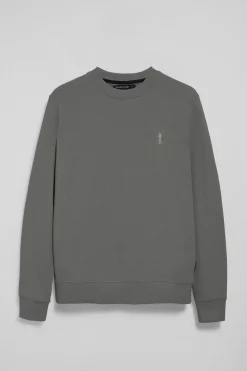 Polo Club Sweat-Shirts*Sweat-shirt gris détente à col ras du cou avec logo Rigby caoutchouté Asphalte