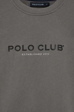 Polo Club Sweat-Shirts*Sweat-shirt gris bitume à col regular à col rond et imprimé caoutchouté Asphalte
