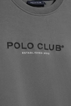 Polo Club Sweat-Shirts*Sweat-shirt gris bitume à col ras cou et logo Asphalte