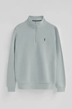 Polo Club Sweat-Shirts*Sweat-shirt gris bleu à fermeture éclair partielle et logo Rigby Go Bleu grisâtre