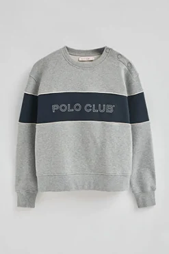 Polo Club Sweat-Shirts*Sweat-shirt gris chiné à coupe boxy cou et logo Gris Vigoré