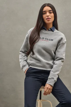 Polo Club Sweat-Shirts*Sweat-shirt gris chiné à coupe boxy Established 2012 Gris Vigoré