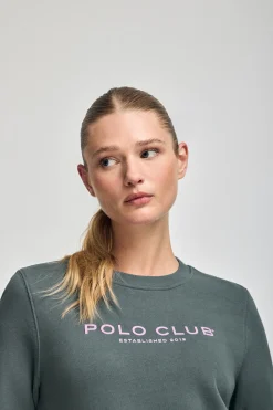 Polo Club Sweat-Shirts*Sweat-shirt gris et logo caoutchouté Gris Pierre