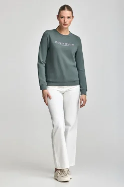 Polo Club Sweat-Shirts*Sweat-shirt gris et logo caoutchouté Gris Pierre