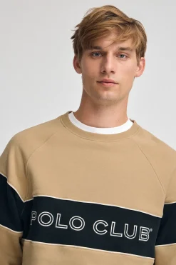 Polo Club Sweat-Shirts*Sweat-shirt marron clair à coupe décontractée, col ras du cou et logo Brun