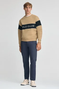 Polo Club Sweat-Shirts*Sweat-shirt marron clair à coupe décontractée, col ras du cou et logo Brun