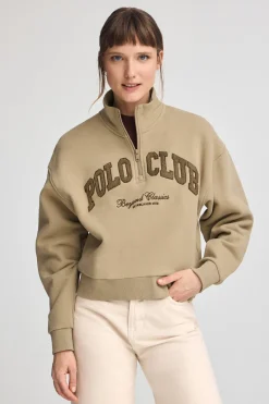 Polo Club Sweat-Shirts*Sweat-shirt marron clair à col montant et logo established 2012 Brun
