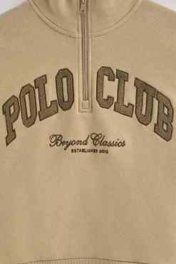 Polo Club Sweat-Shirts*Sweat-shirt marron clair à col montant et logo established 2012 Brun