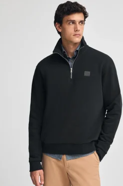 Polo Club Sweat-Shirts*Sweat-shirt à fermeture éclair partielle et logo Noir