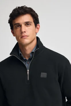 Polo Club Sweat-Shirts*Sweat-shirt à fermeture éclair partielle et logo Noir