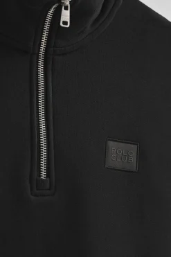 Polo Club Sweat-Shirts*Sweat-shirt à fermeture éclair partielle et logo Noir