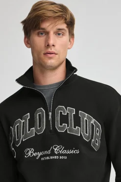 Polo Club Sweat-Shirts*Sweat-shirt avec fermeture éclair partielle et logo Established 2012 Noir