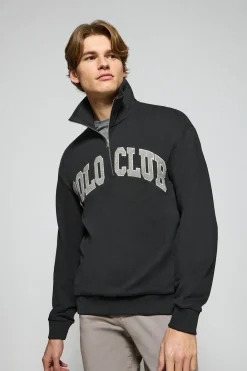 Polo Club Sweat-Shirts*Sweat-shirt Seldon à fermeture éclair partielle avec imprimé Noir