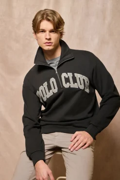 Polo Club Sweat-Shirts*Sweat-shirt Seldon à fermeture éclair partielle avec imprimé Noir