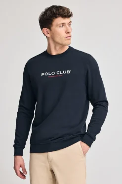 Polo Club Sweat-Shirts*Sweat-shirt regular à col rond et imprimé caoutchouté Bleu Marine