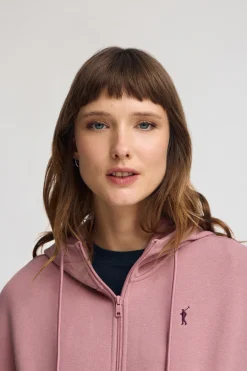 Polo Club Sweat-Shirts*Sweat-shirt rose pastel à capuche, fermeture éclair et logo Rigby Go Rose poudré