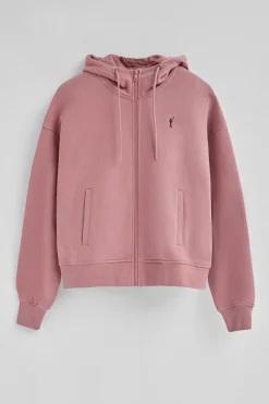 Polo Club Sweat-Shirts*Sweat-shirt rose pastel à capuche, fermeture éclair et logo Rigby Go Rose poudré