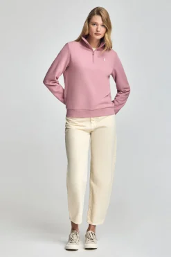 Polo Club Sweat-Shirts*Sweat-shirt rose pastel à fermeture éclair partielle et broderie Rigby Go Rose poudré