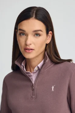 Polo Club Sweat-Shirts*Sweat-shirt à fermeture éclair partielle et logo Rigby Go Rose taupe