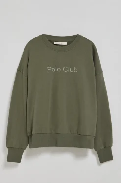 Polo Club Sweat-Shirts*Sweat-shirt vert basique à col ras du cou avec logo avant caoutchouté Vert militaire