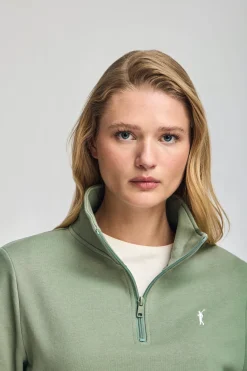 Polo Club Sweat-Shirts*Sweat-shirt à fermeture éclair partielle et broderie Rigby Go Vert jade