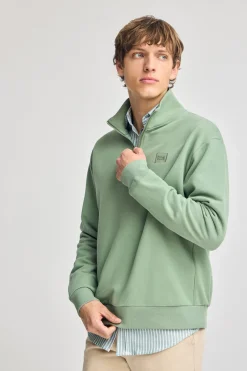 Polo Club Sweat-Shirts*Sweat-shirt détente à fermeture partielle et détail Vert jade