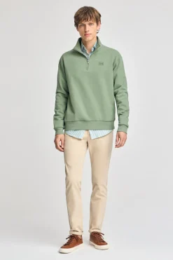 Polo Club Sweat-Shirts*Sweat-shirt détente à fermeture partielle et détail Vert jade