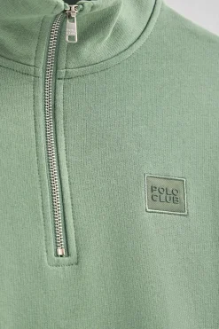 Polo Club Sweat-Shirts*Sweat-shirt détente à fermeture partielle et détail Vert jade