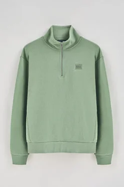 Polo Club Sweat-Shirts*Sweat-shirt détente à fermeture partielle et détail Vert jade