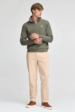 Polo Club Sweat-Shirts*Sweat-shirt vert kaki à fermeture éclair partielle et logo Vert militaire