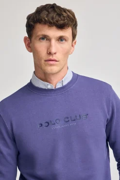 Polo Club Sweat-Shirts*Sweat-shirt violet bleuté à col regular à col rond et imprimé caoutchouté Bleu Violet