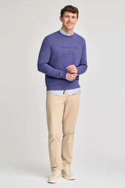 Polo Club Sweat-Shirts*Sweat-shirt violet bleuté à col regular à col rond et imprimé caoutchouté Bleu Violet