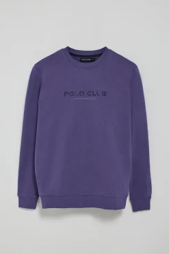 Polo Club Sweat-Shirts*Sweat-shirt violet bleuté à col regular à col rond et imprimé caoutchouté Bleu Violet