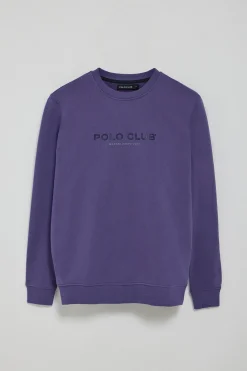 Polo Club Sweat-Shirts*Sweat-shirt violet bleuté à col regular à col rond et imprimé caoutchouté Bleu Violet