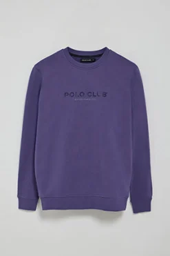 Polo Club Sweat-Shirts*Sweat-shirt violet bleuté à col regular à col rond et imprimé caoutchouté Bleu Violet