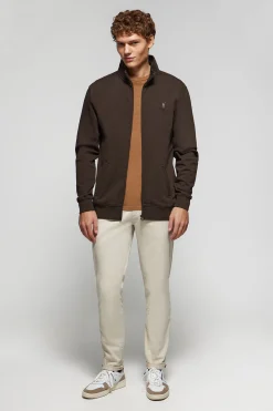 Polo Club Sweat-Shirts*Sweat-shirt zippé à col montant à logo Rigby Go Marron foncé