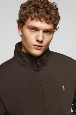 Polo Club Sweat-Shirts*Sweat-shirt zippé à col montant à logo Rigby Go Marron foncé