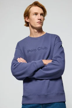 Polo Club Sweat-Shirts*Sweat-shirt bleu à col ras du cou et logo Bleu océan