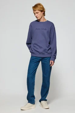 Polo Club Sweat-Shirts*Sweat-shirt bleu à col ras du cou et logo Bleu océan