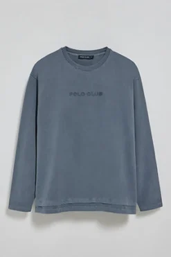 Polo Club T-Shirts*T-shirt à manches longues Hermes bleu avec logo caoutchouté Denim