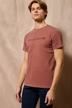 Polo Club T-Shirts*T-shirt Apolo teint sur le fil avec logo en velours Rouge