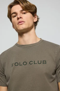 Polo Club T-Shirts*T-shirt Apolo teint sur le fil avec logo en velours Vert militaire