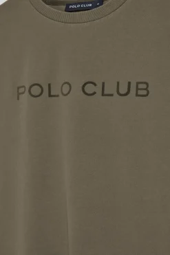 Polo Club T-Shirts*T-shirt Apolo teint sur le fil avec logo en velours Vert militaire