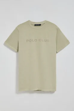 Polo Club T-Shirts*T-shirt Apolo teint sur le fil, couleur , avec logo en velours Pierre