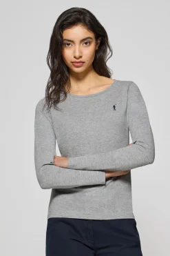 Polo Club T-Shirts*T-shirt basique à manches longues logo Rigby Go gris chiné Gris Vigore