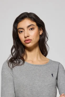 Polo Club T-Shirts*T-shirt basique à manches longues logo Rigby Go gris chiné Gris Vigore