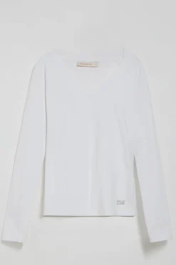 Polo Club T-Shirts*T-shirt basique à col en V avec logo caoutchouté Blanc